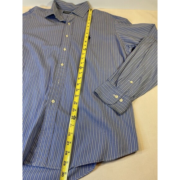 Polo Ralph Lauren Dress Shirt Mens XL 17 1/2 Blue White Button Up Pony - Picture 6 of 9